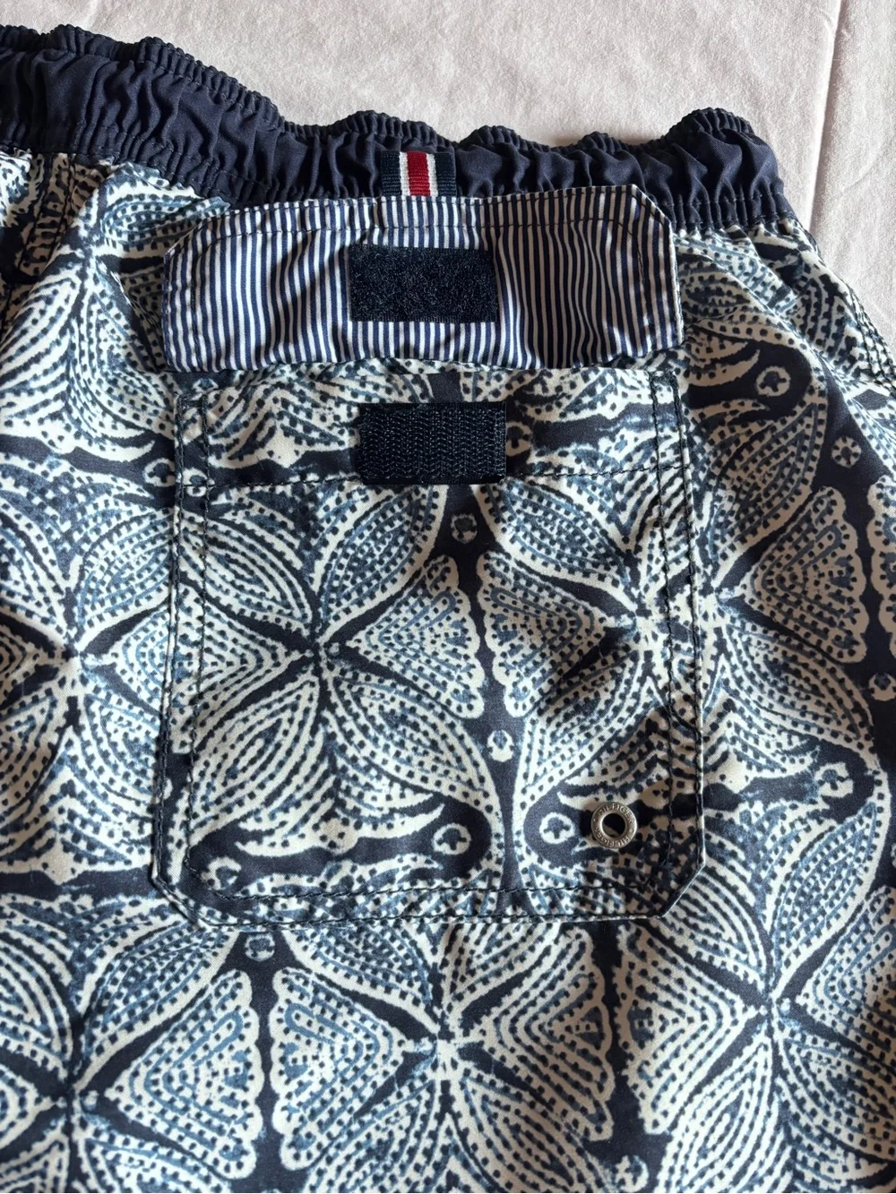 Tommy Hilfiger Geometric Medallion Pattern Lined Board Shorts Navy Blue/ White